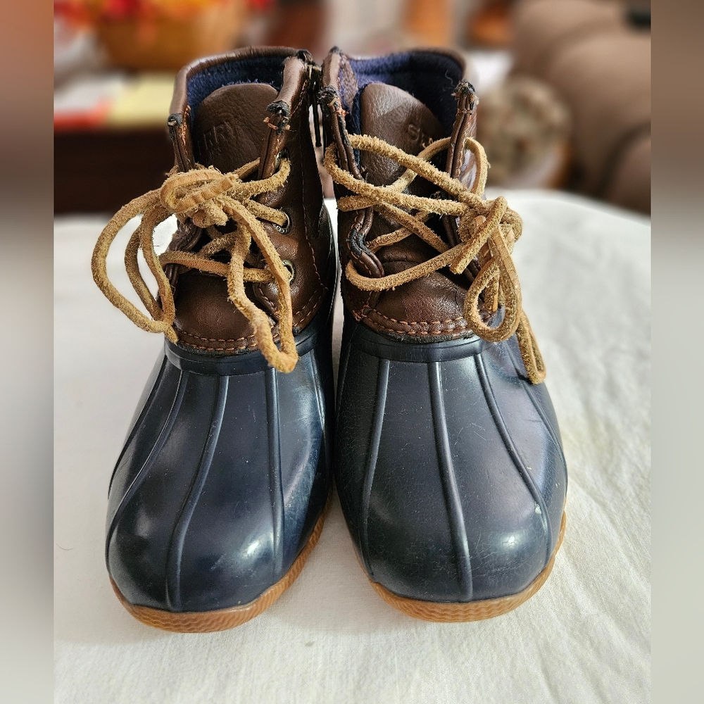 Sperry toddler Saltwater Boot - brown & navy - 10M